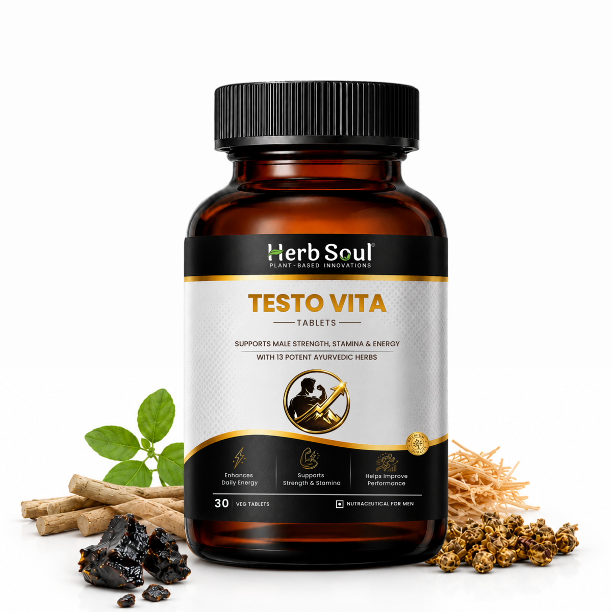 Herb Soul Testo Vita Tablets bottle - Ayurvedic testosterone and stamina support